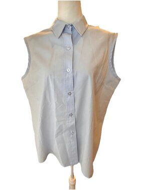 Vintage 70s Miss Fashionality Pale Blue Lightweight Sleeveless Shirt XLarge